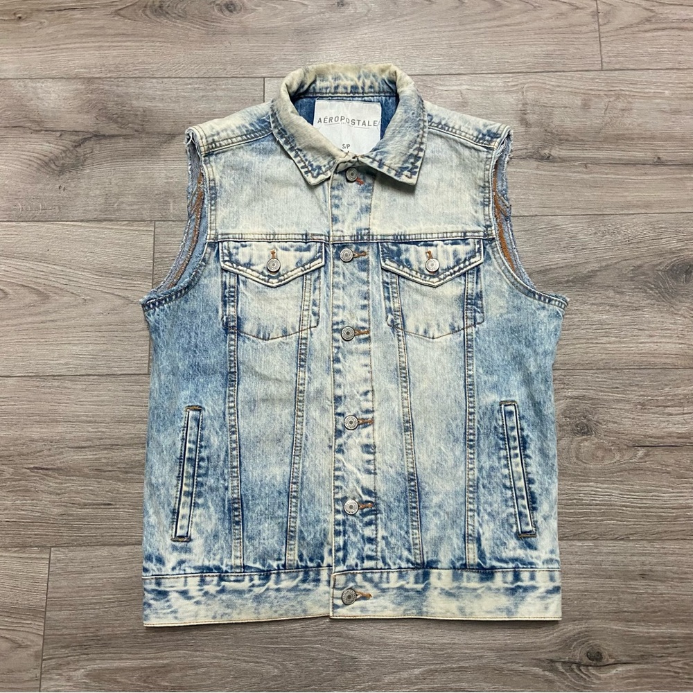 Acid Wash Aeropostale Denim Vest Grunge Steam Punk Festival